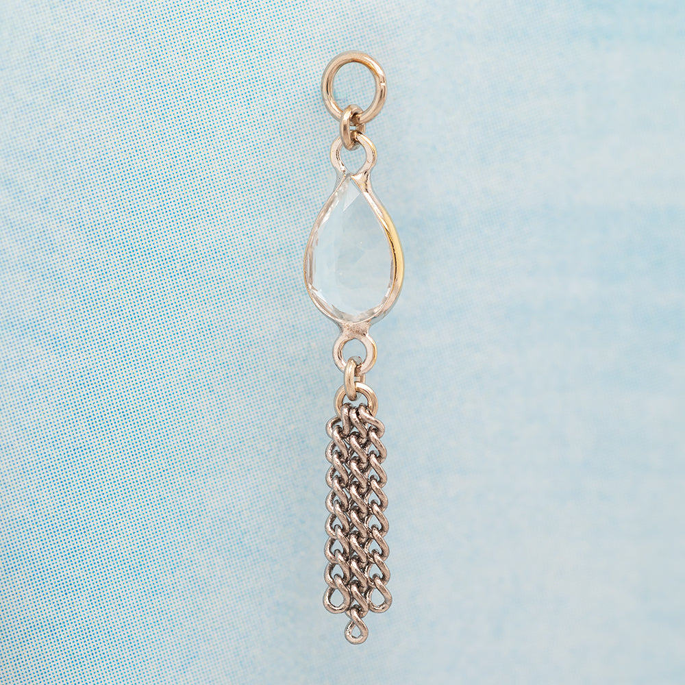 "Ombligo" Chain Charm in Gold with Gemstones