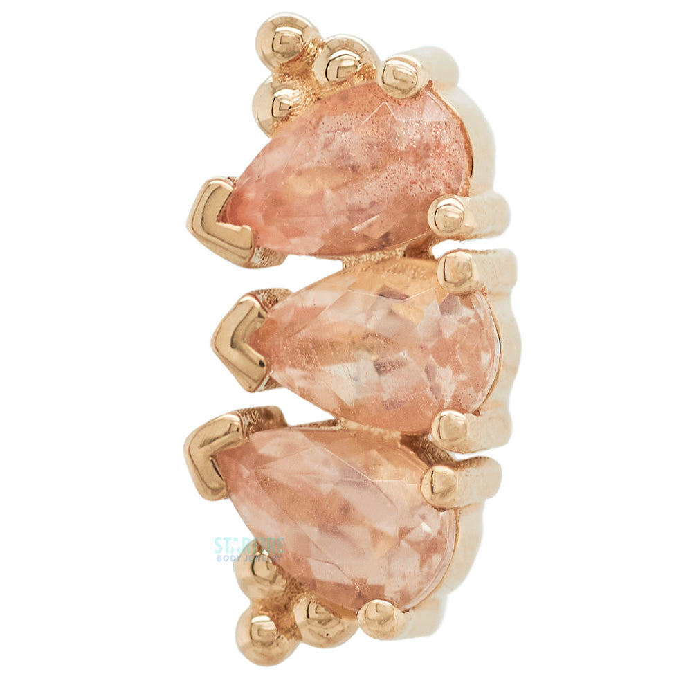 3 Gem Pear "Panaraya" Threaded End in Gold with Oregon Sunstones