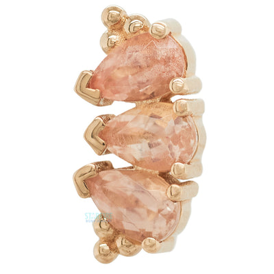 3 Gem Pear "Panaraya" Threaded End in Gold with Oregon Sunstones