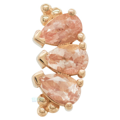 3 Gem Pear "Panaraya" Threaded End in Gold with Oregon Sunstones