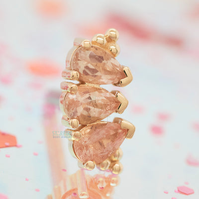 3 Gem Pear "Panaraya" Threaded End in Gold with Oregon Sunstones