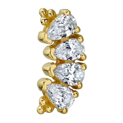 4 Gem Pear "Panaraya" Threaded End in Gold with DIAMONDS