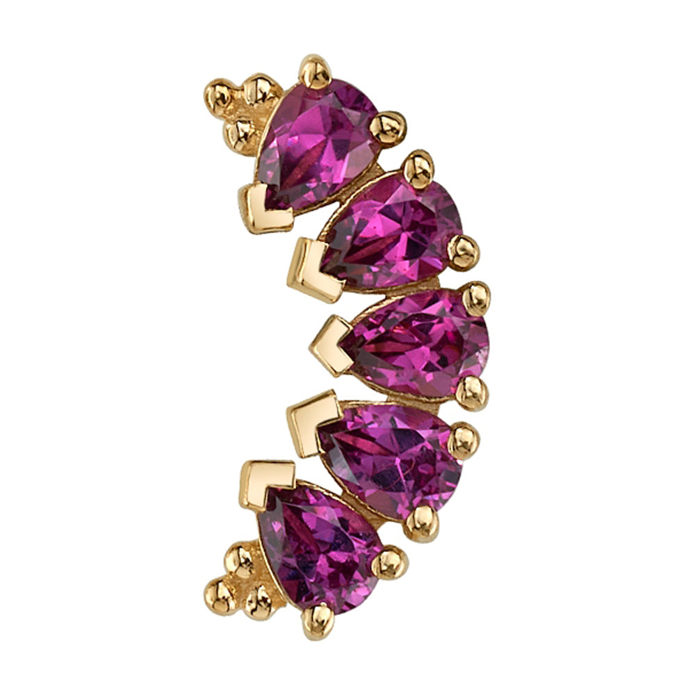 5 Gem Pear "Panaraya" Threaded End in Gold with Rhodolite