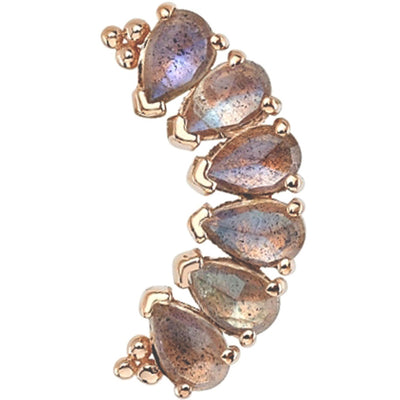 6 Gem Pear "Panaraya" Threaded End in Gold with Rose Cut Labradorite