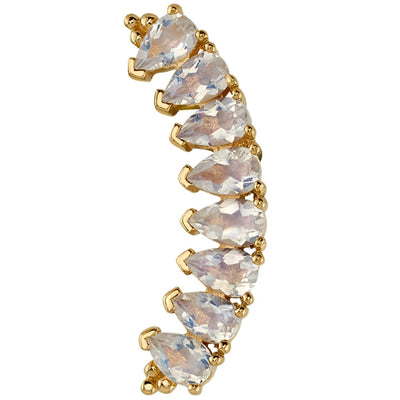 8 Gem Pear "Panaraya" Threaded End in Gold with Faceted Rainbow Moonstones