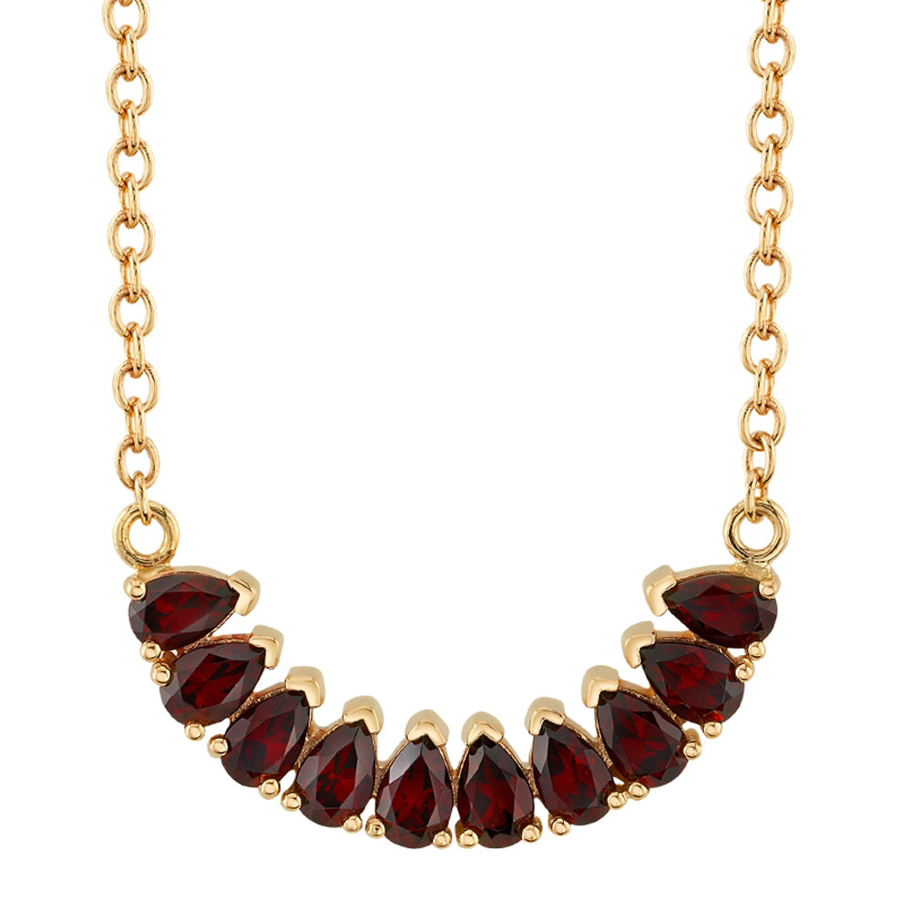 "Phoebe" Necklace in Gold with Garnets