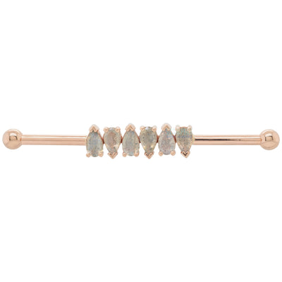 "Freyja" Industrial Barbell in Gold with Faceted Labradorite