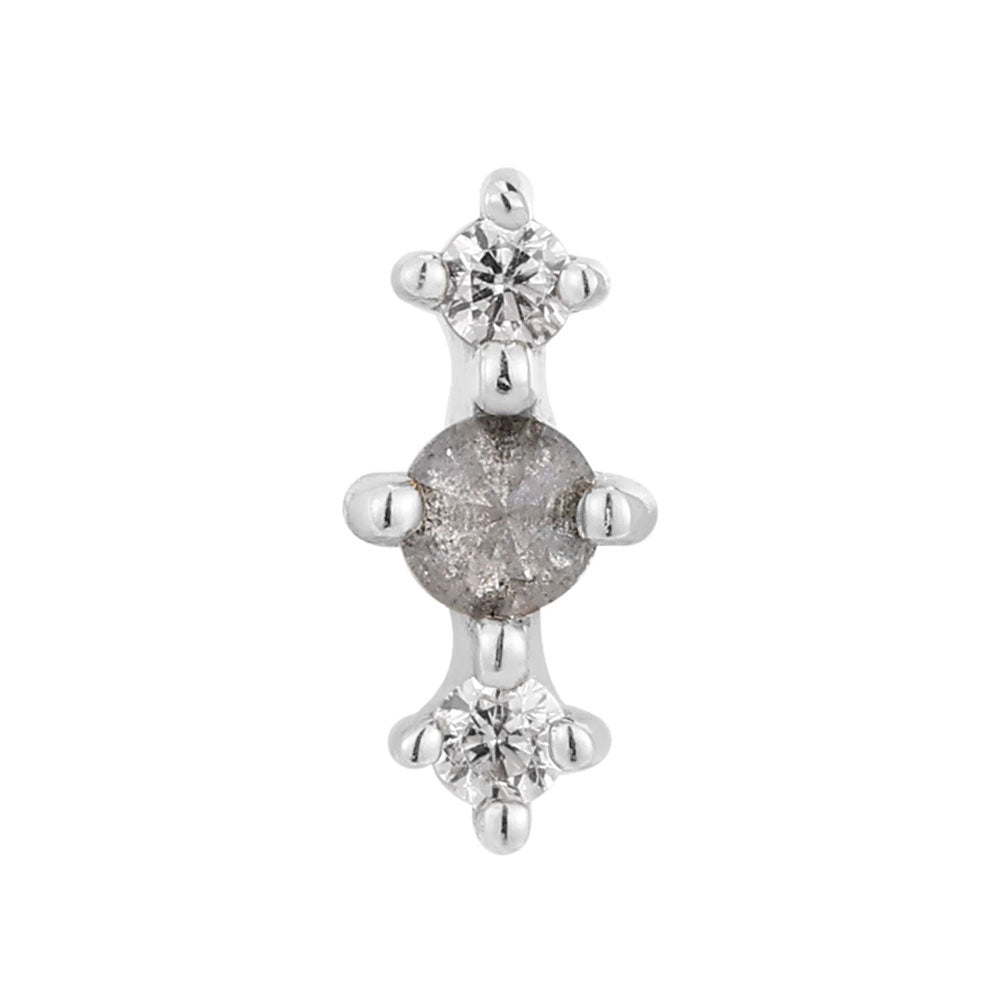 threadless: "Ghost Flower" End in Gold with Grey Diamond & White CZ's