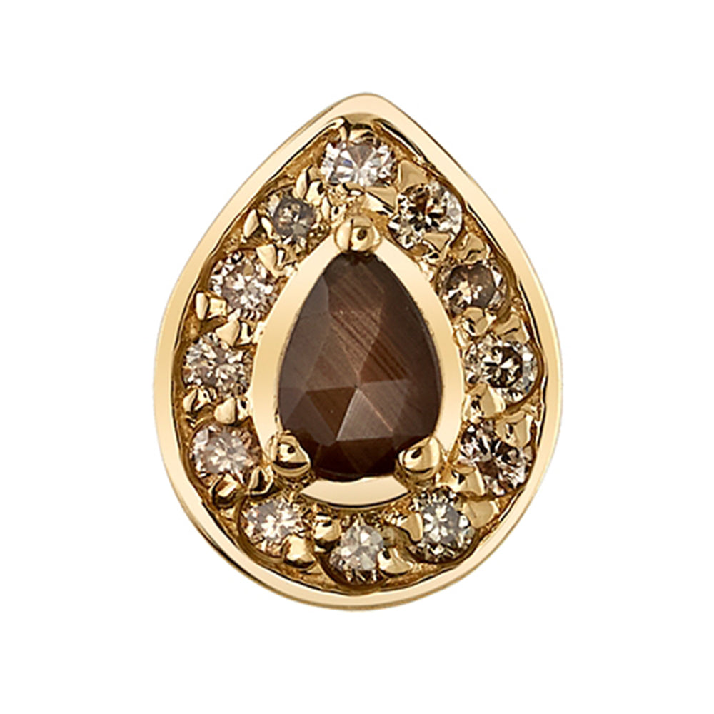 "Pear Halo" Threaded End in Gold & Platinum with Rose Cut Zawadi Sapphire & Champagne Diamonds