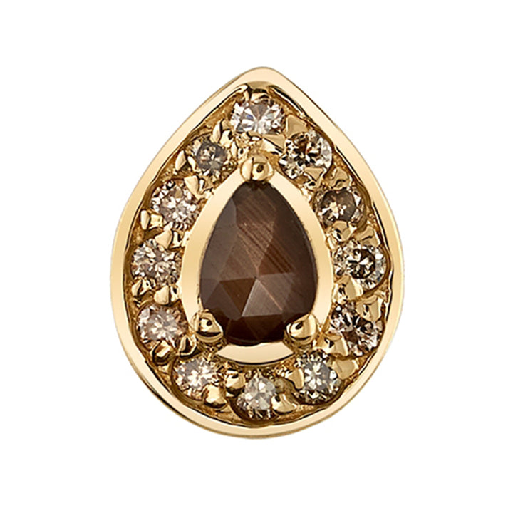 "Pear Halo" Threaded End in Gold & Platinum with Rose Cut Zawadi Sapphire & Champagne Diamonds