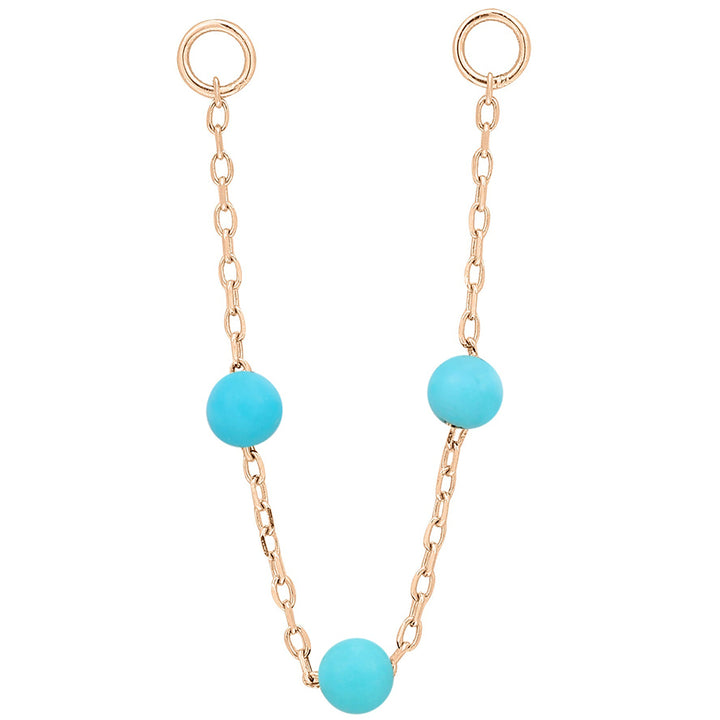 3 Bead Chain Attachment in Gold with Turquoise