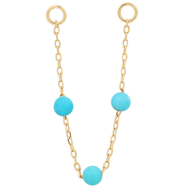 3 Bead Chain Attachment in Gold with Turquoise