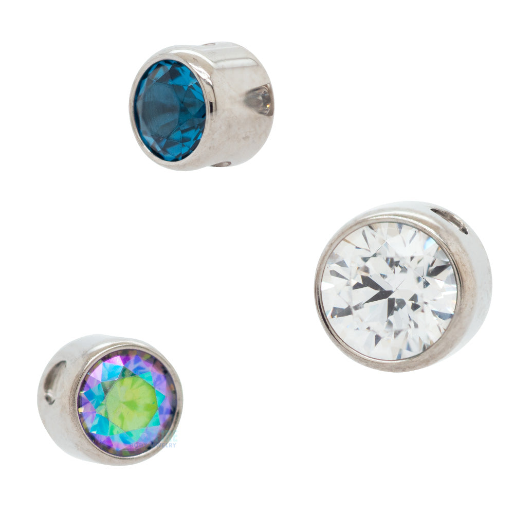 3mm Bezel-Set Faceted Gem Captive Bead