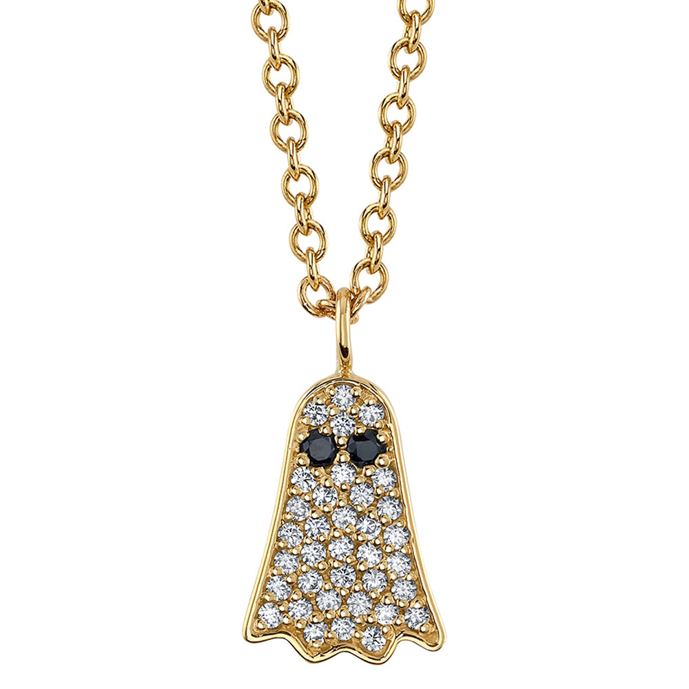 "Salem" Necklace in Gold with White CZ & Black CZ's