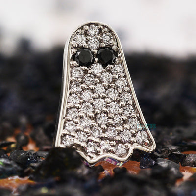 "Salem" Threaded End in Gold with White Diamonds & Black Diamonds