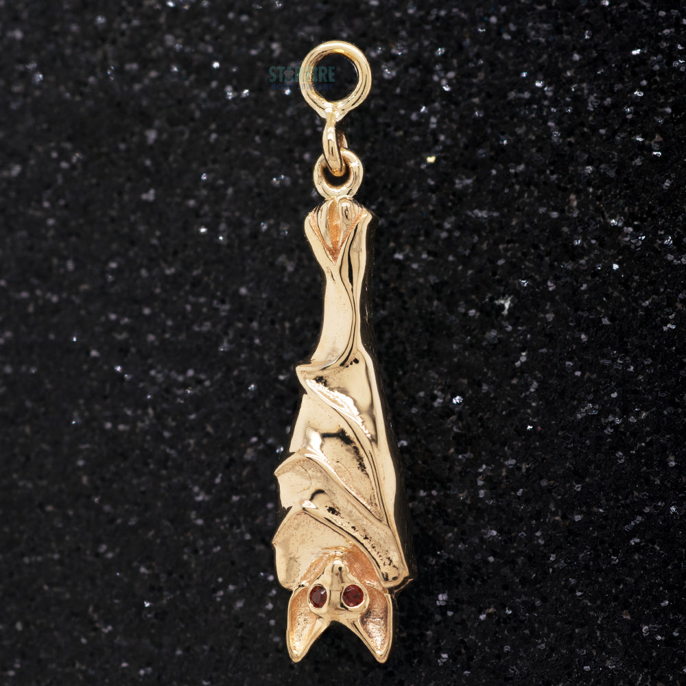 "Morbius Bat" Charm in Gold with Garnets