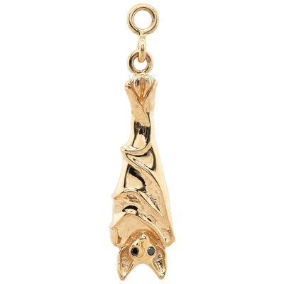 "Morbius Bat" Charm in Gold with Black Diamonds