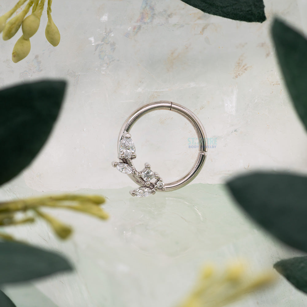 "Tiny Jasmine" Hinge Ring in Gold with White CZ's