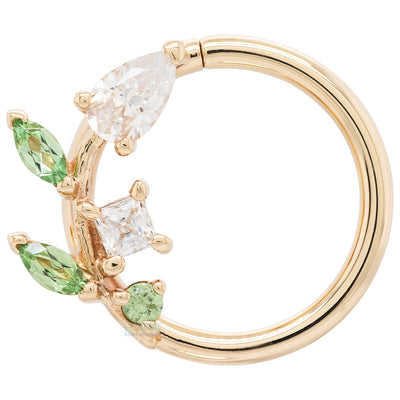 "Jasmine" Seam Ring in Gold with Tsavorite & White CZ's