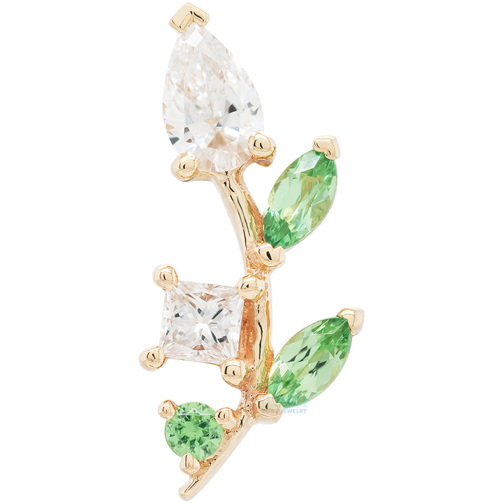 "Jasmine" Threaded End in Gold with DIAMONDS & Tsavorite