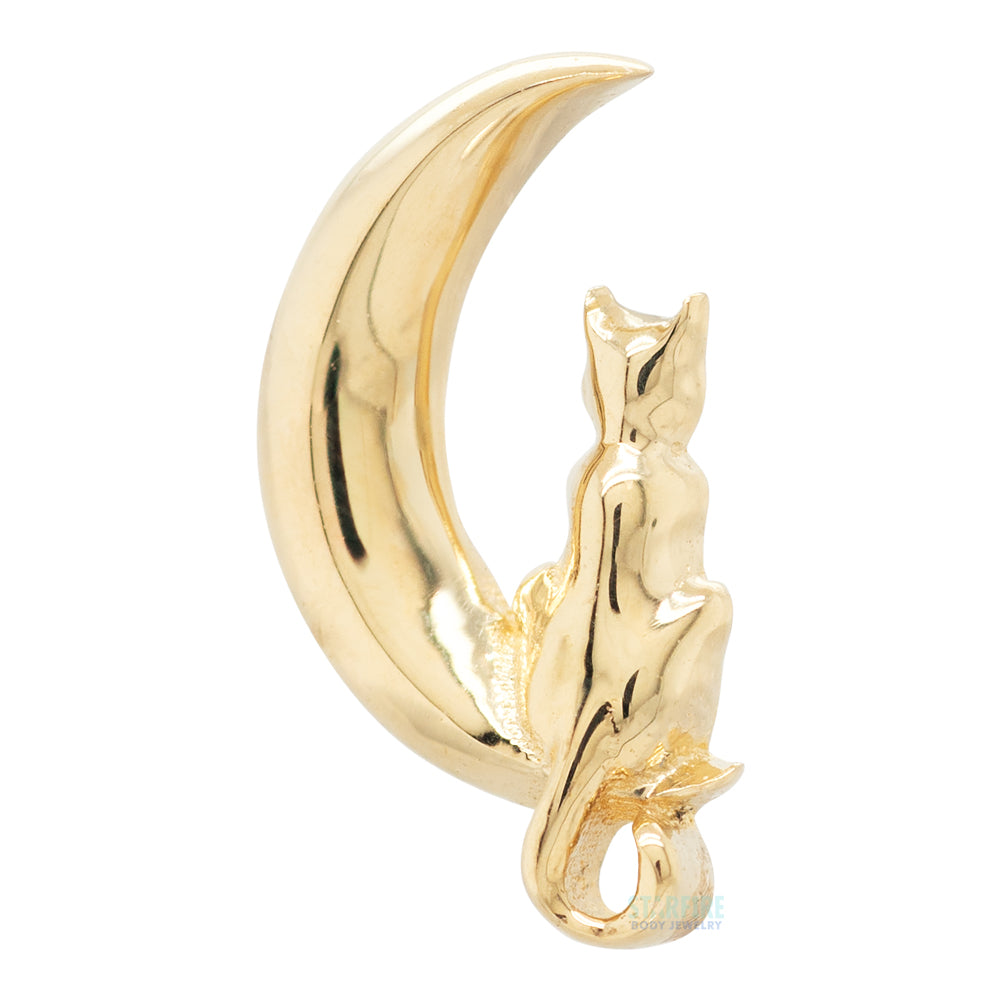 Anatometal threadless: "Cat Moon" End in Gold – Starfire Body Jewelry ...