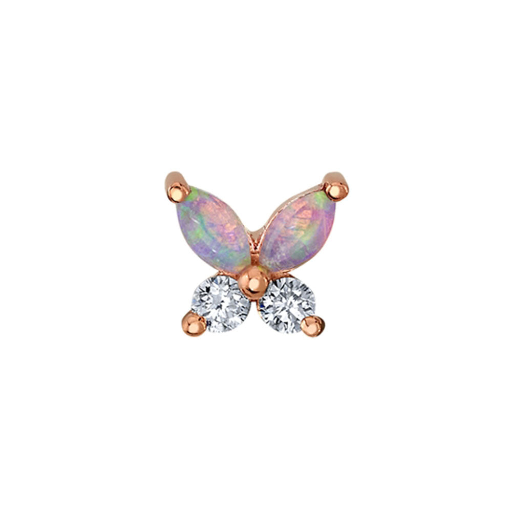 "Monarch" Threaded End in Gold with Genuine White Opals & DIAMONDS