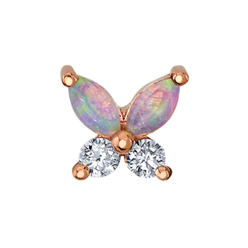 threadless: "Monarch" Pin in Gold with Genuine White Opals & DIAMONDS