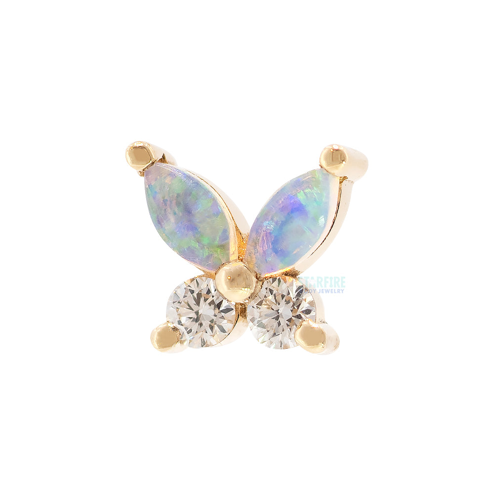 "Monarch" Threaded End in Gold with Genuine White Opals & DIAMONDS
