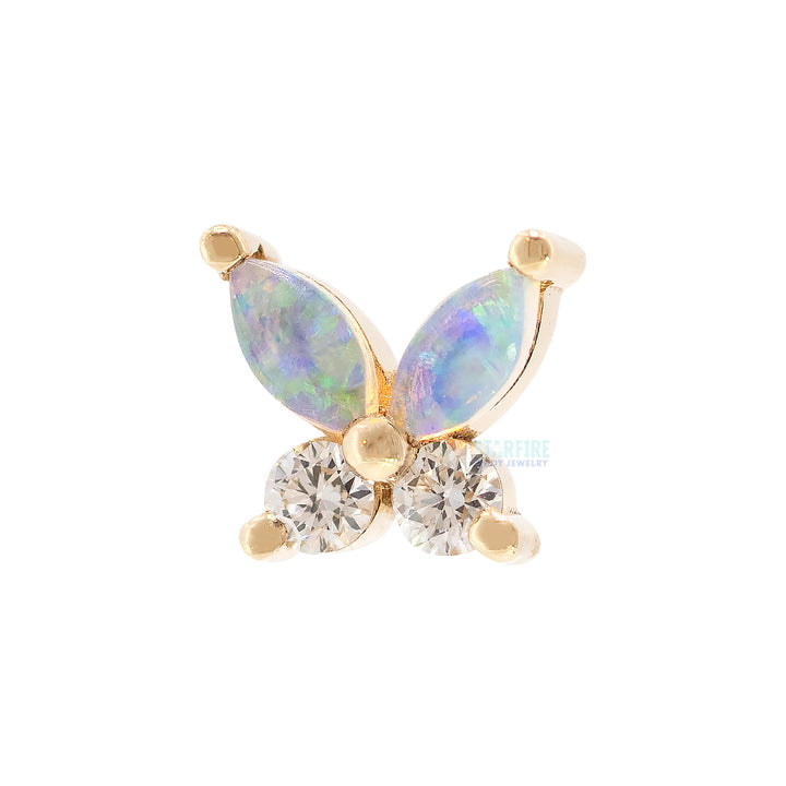 "Monarch" Threaded End in Gold with Genuine White Opals & DIAMONDS