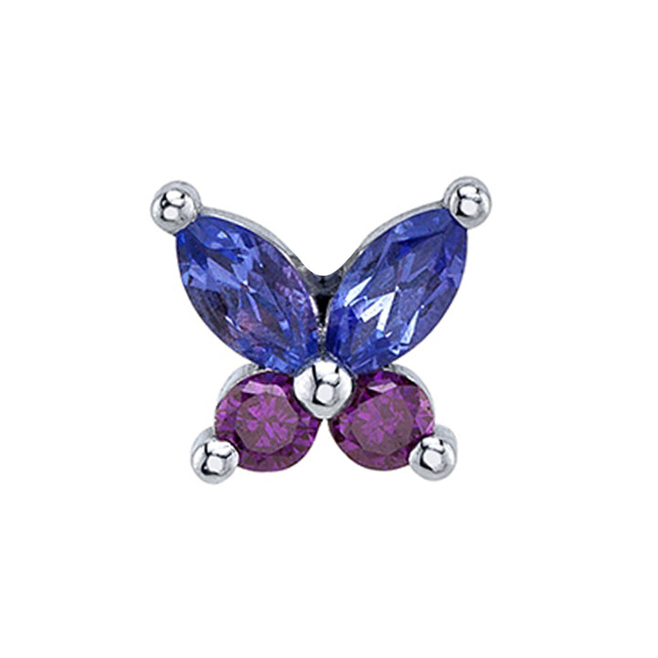 "Monarch" Threaded End in Gold with Tanzanite and Purple Diamonds