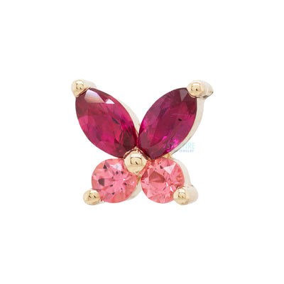 threadless: "Monarch" Pin in Gold with Ruby & Padparadscha Sapphire