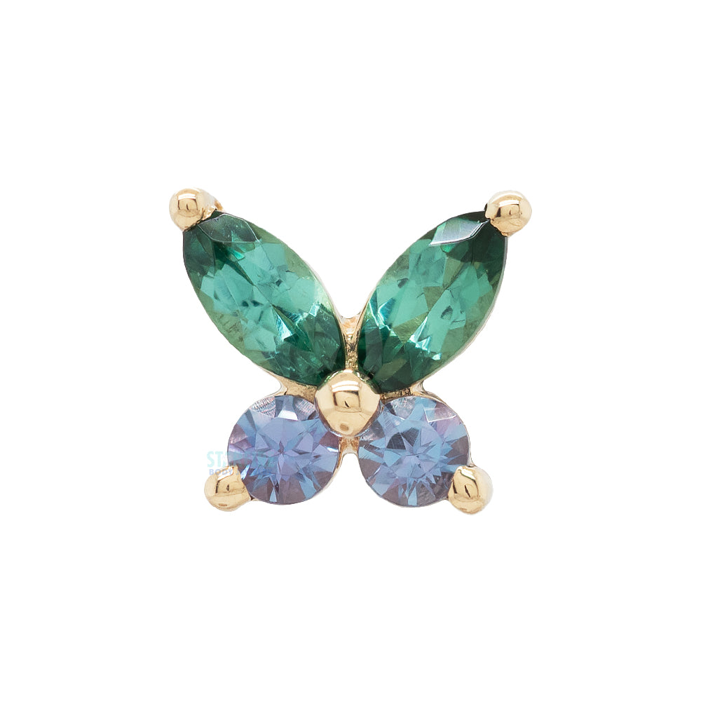 threadless: "Monarch" Pin in Gold with Seafoam Tourmaline & Chatham Alexandrite