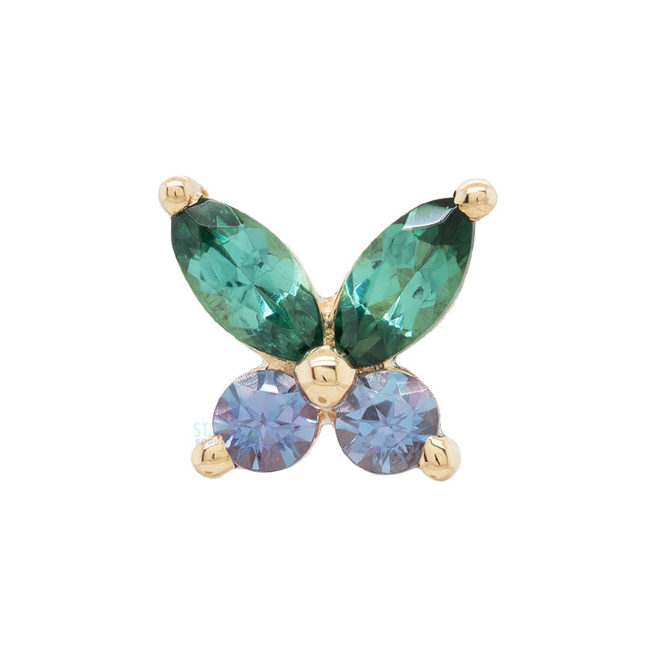 threadless: "Monarch" Pin in Gold with Seafoam Tourmaline & Chatham Alexandrite