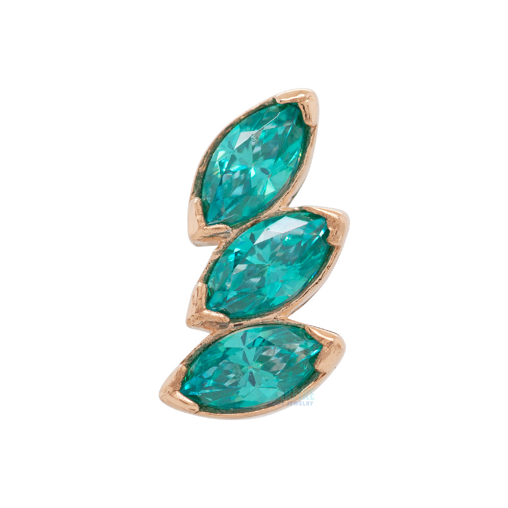 3 Gem "Fanfare" Threaded End in Rose Gold with Brilliant-Cut Gems