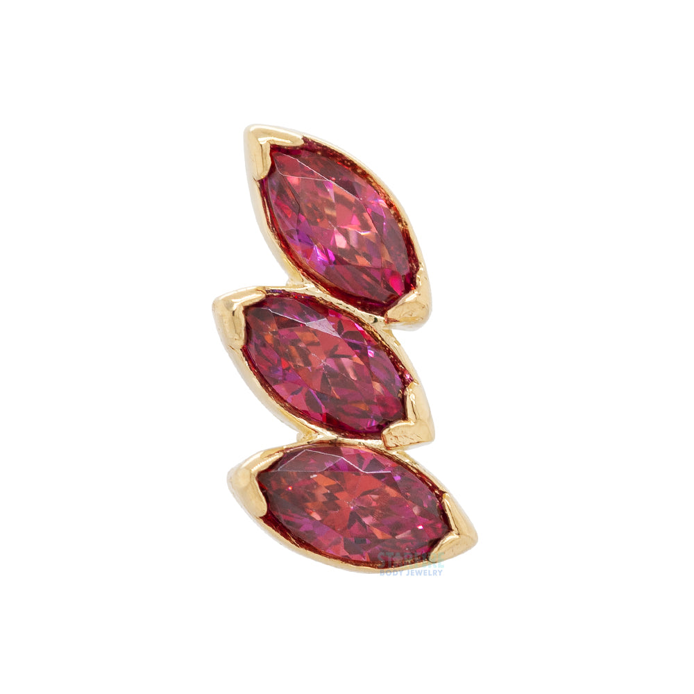 3 Gem "Fanfare" Threaded End in Yellow Gold with Brilliant-Cut Gems