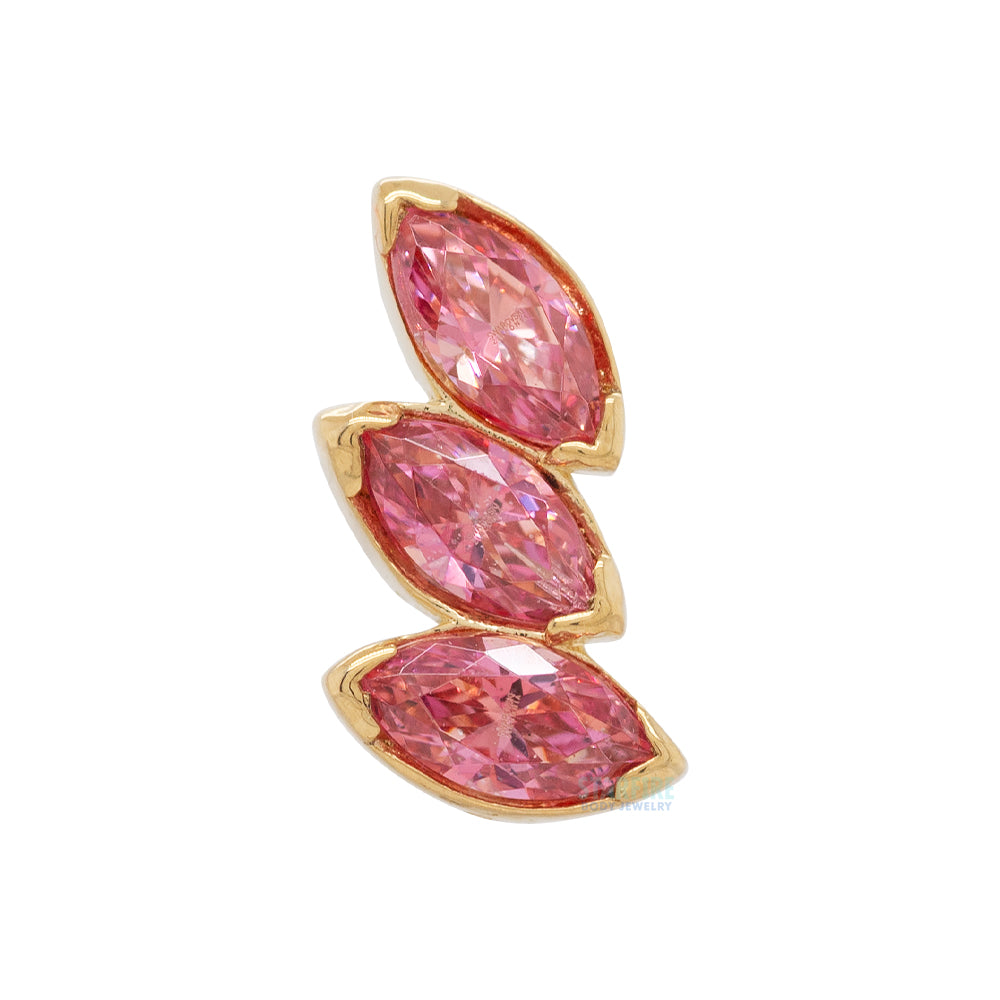 3 Gem "Fanfare" Threaded End in Yellow Gold with Brilliant-Cut Gems