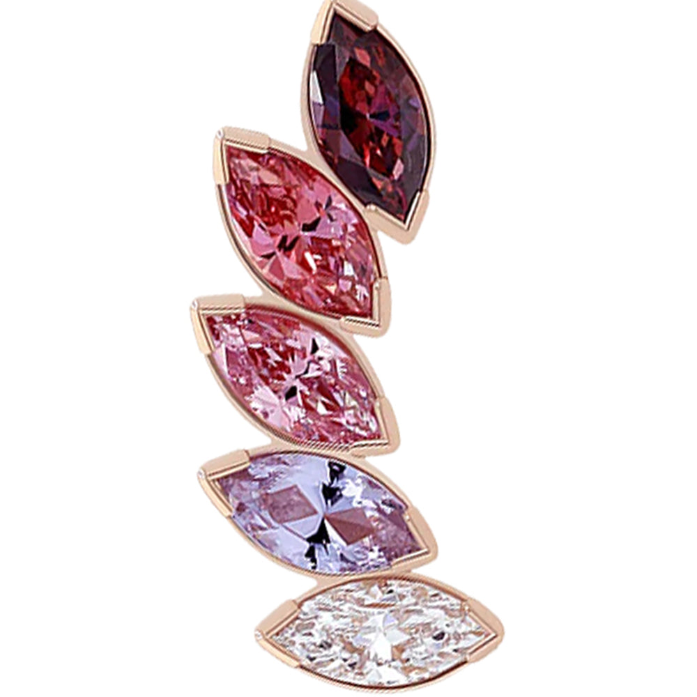 5 Gem "Fanfare" Threaded End in Rose Gold with Brilliant-Cut Gems - custom color combos