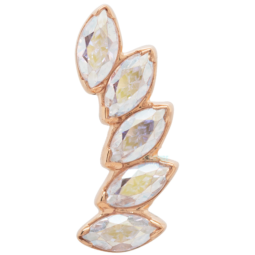 5 Gem "Fanfare" Threaded End in Rose Gold with Brilliant-Cut Gems