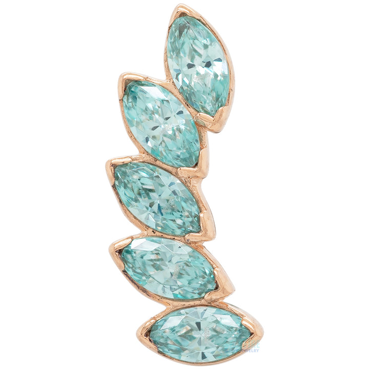 5 Gem "Fanfare" Threaded End in Rose Gold with Brilliant-Cut Gems