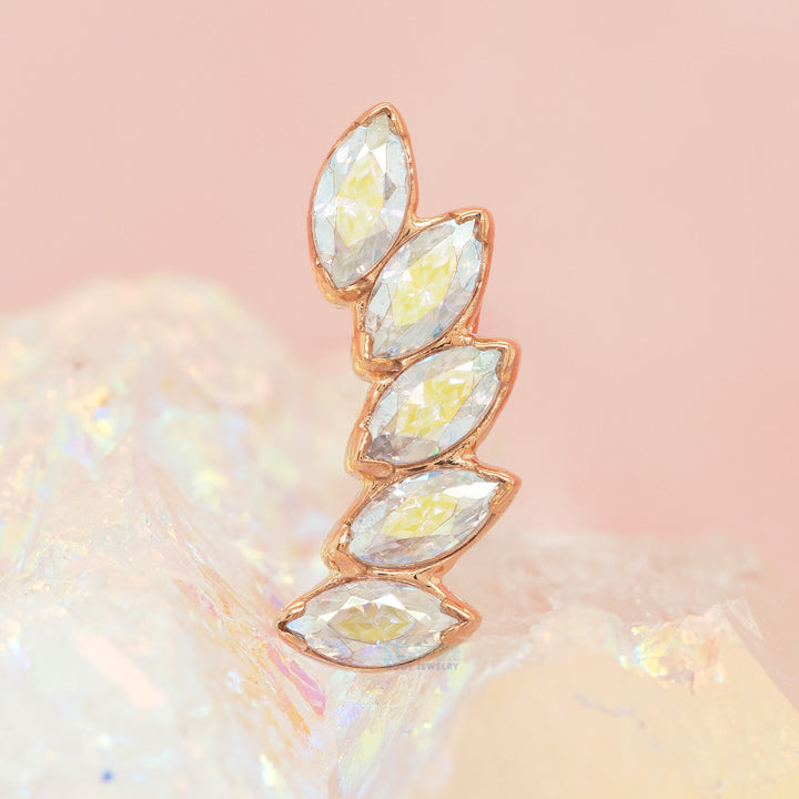 5 Gem "Fanfare" Threaded End in Rose Gold with Brilliant-Cut Gems