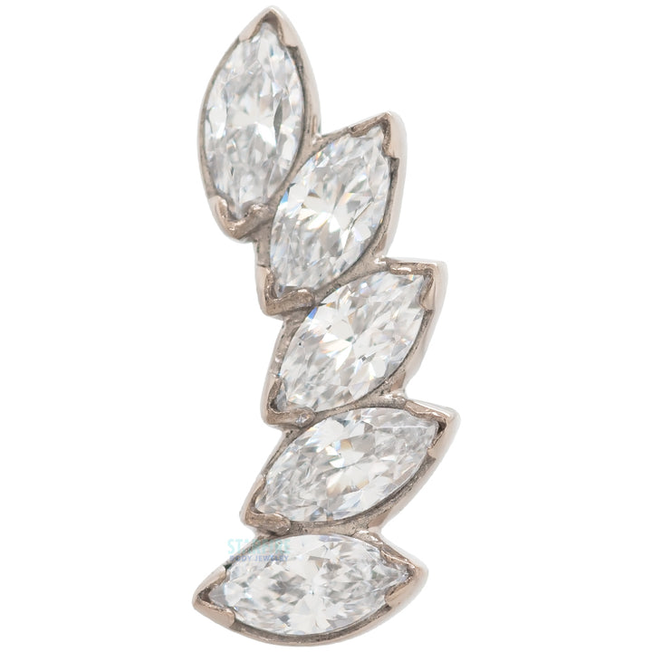 5 Gem "Fanfare" Threaded End in White Gold with Brilliant-Cut Gems