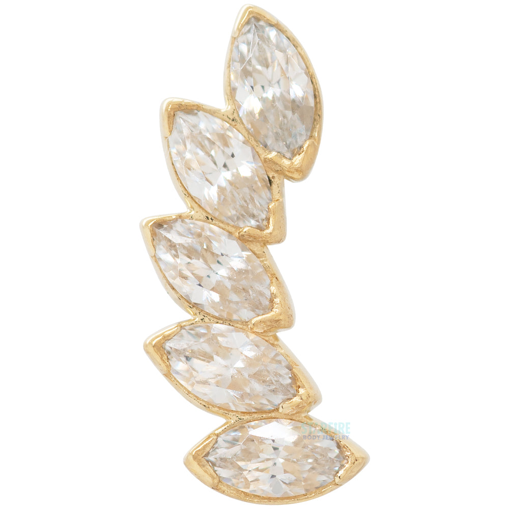 5 Gem "Fanfare" Threaded End in Yellow Gold with Brilliant-Cut Gems