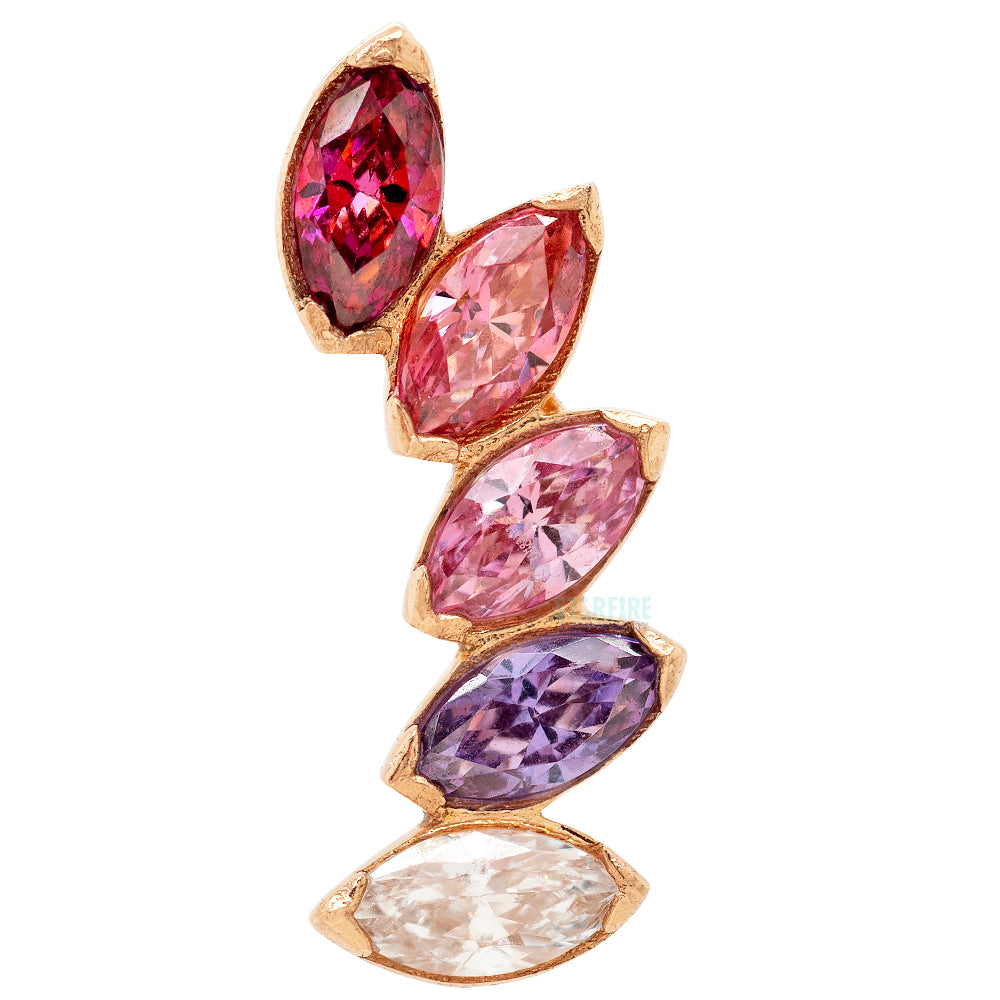 threadless: 5 Gem "Fanfare" End in Gold with Brilliant-Cut Gems - custom color combos