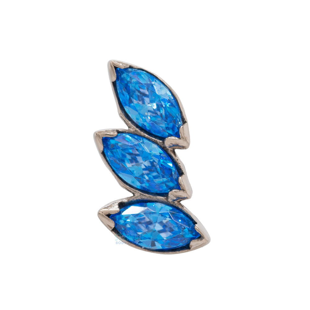 threadless: 3 Gem "Fanfare" End in Gold with Brilliant-Cut Gems