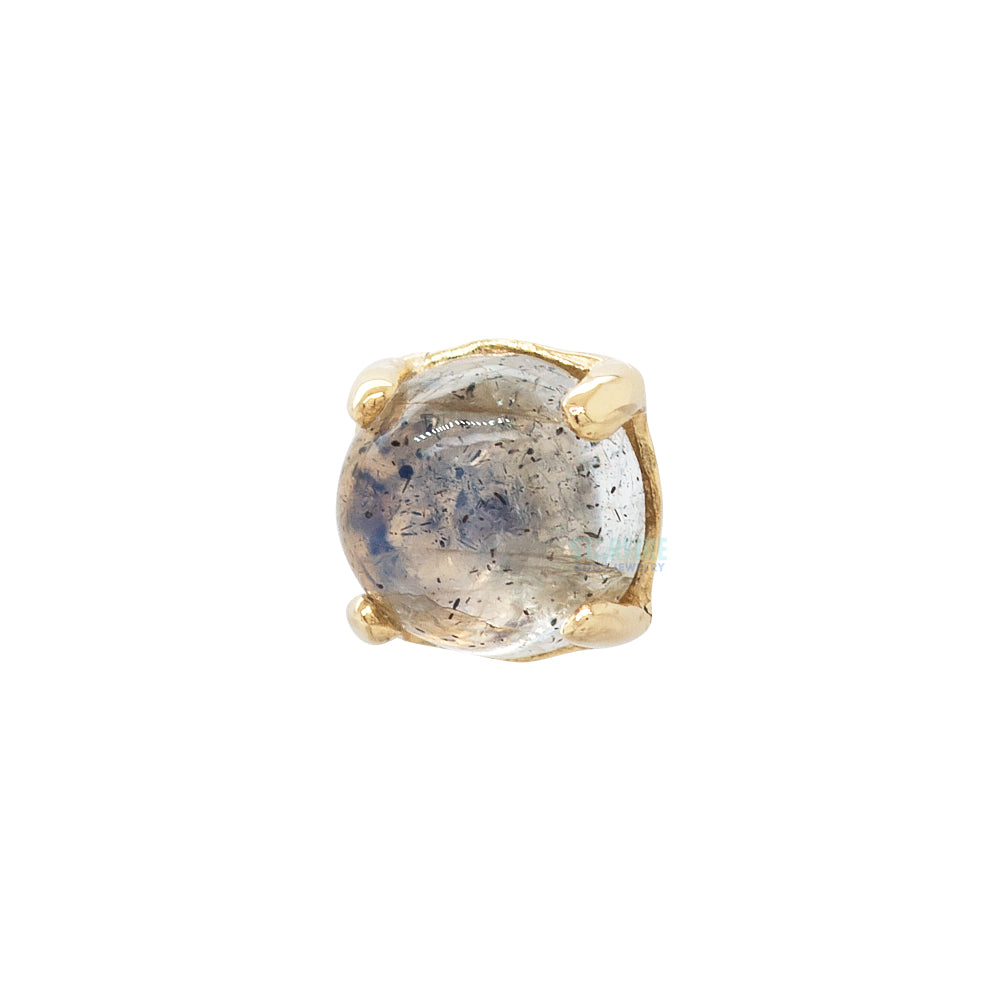 3mm "Ziana" Prong-Set Natural Stone Cabochon Threaded End in Gold