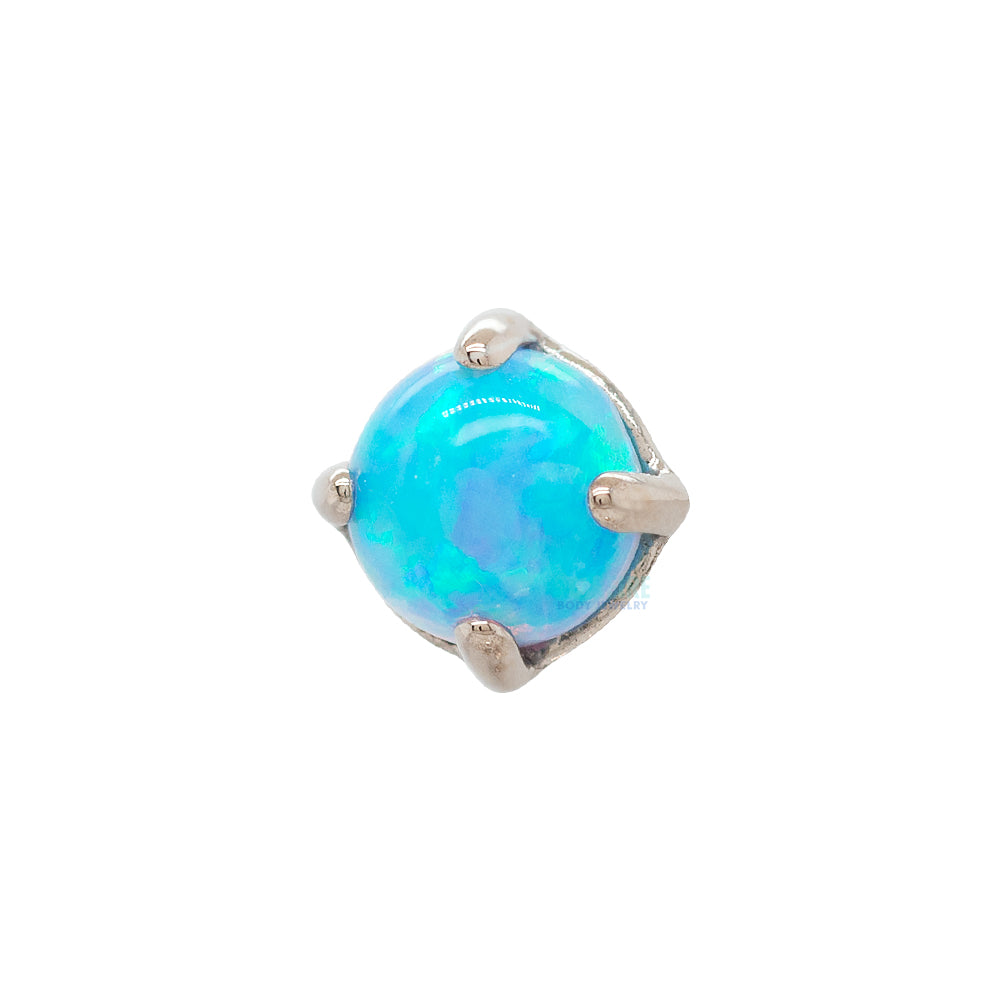 3mm "Ziana" Prong-Set Opal Cabochon Threaded End in White Gold