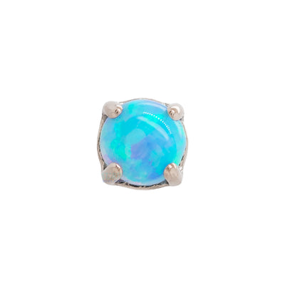3mm "Ziana" Prong-Set Opal Cabochon Threaded End in White Gold