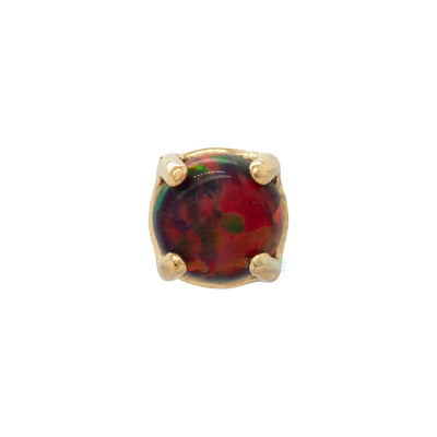 3mm "Ziana" Prong-Set Opal Cabochon Threaded End in Yellow Gold