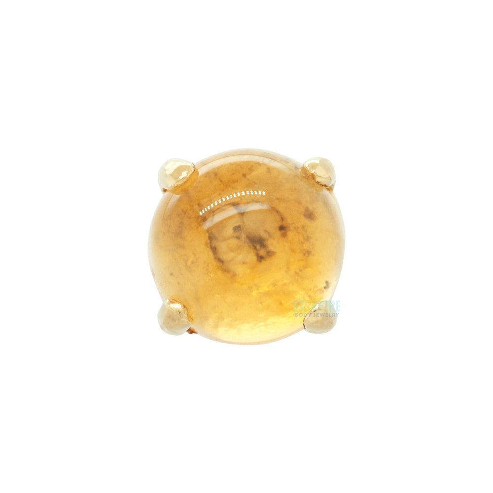 4mm "Ziana" Prong-Set Natural Stone Cabochon Threaded End in Gold