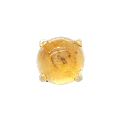 4mm "Ziana" Prong-Set Natural Stone Cabochon Threaded End in Gold